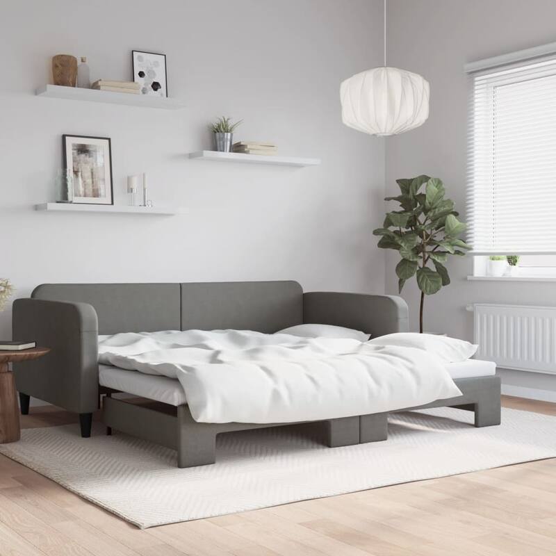 vidaXL Day Bed Upholstered Sleeper Sofa Bed for Bedroom Living Room Fabric - Dark gray Trundle