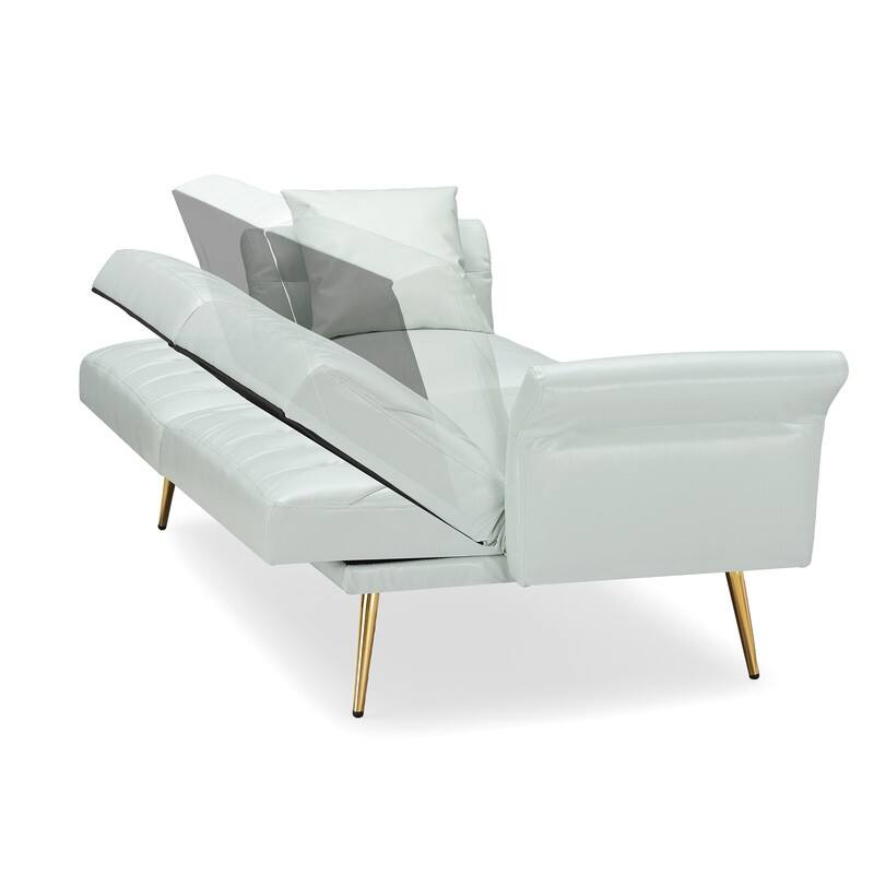 61.4" Faux Leather Split Upholstered Sofa Bed