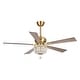 Parrot Uncle 52" Modern Gold Wood 5-Blade Crystal Ceiling Fan with Remote and Light Kit - Bed Bath & Beyond - 34705196