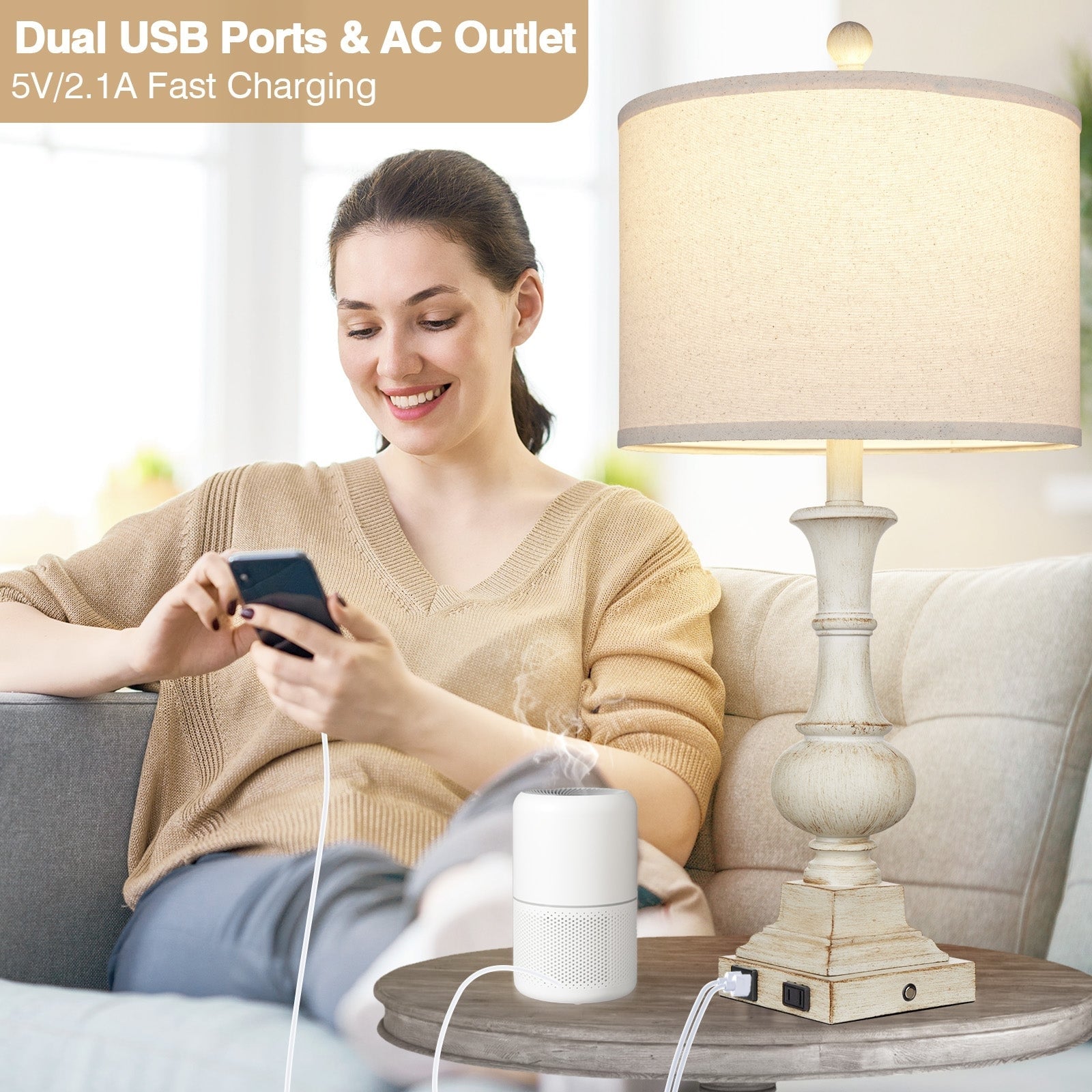 Living room table lamps with 3 way switch top