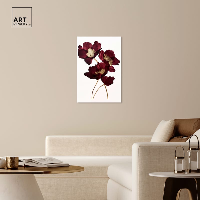 Art Remedy Wine Flowers Gallery Wrapped Floral Fine 1 Piece Canvas Wall Art