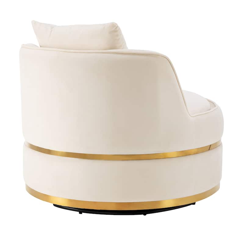 360 Degree Swivel Accent Chair Velvet Modern Upholstered Barrel Chair Over-Sized Soft Chair