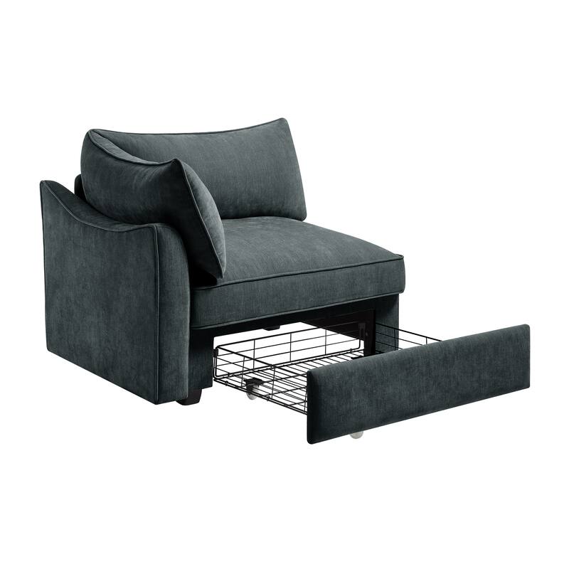 Grey Chenille Sofa with Storage and Multiple Configurations