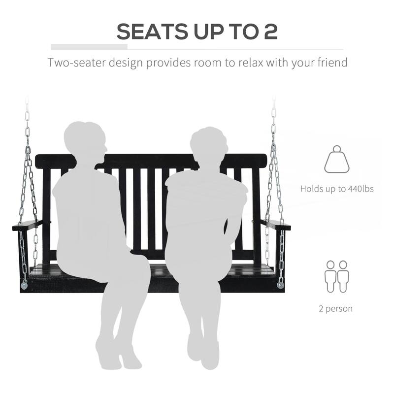 2-Seater Hanging Porch Swing Outdoor Patio Swing Chair Seat