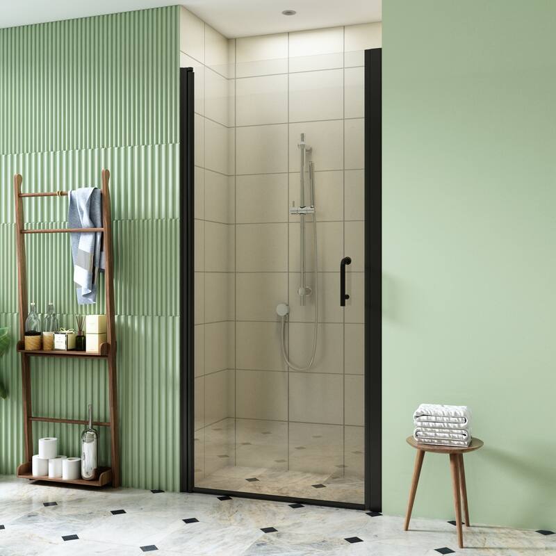 TOOLKISS Pivot Swing Frameless Shower Door with Safey Clear Glass
