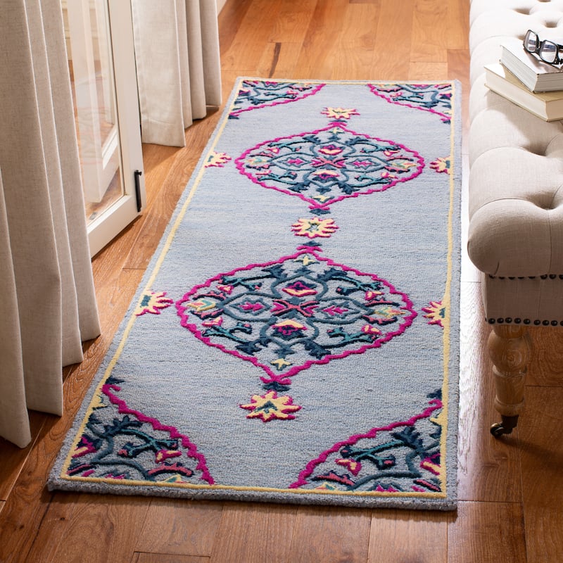 SAFAVIEH Handmade Bellagio Junie Medallion Wool Rug - 2'3" x 7' Runner - Blue/Multi - Runner