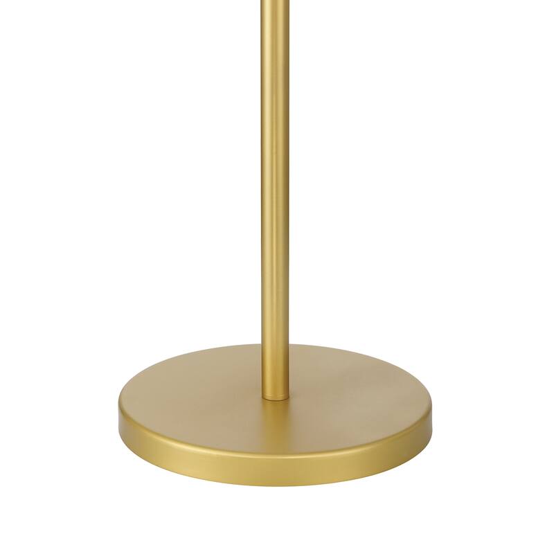 Acroma Black/Gold Leaf-Accent Fabric Shade Floor Lamp