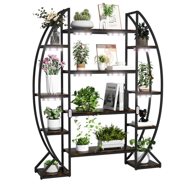 Large Ladder Plant Stand Half-Moon Shaped 8 Tier Plant Shelf