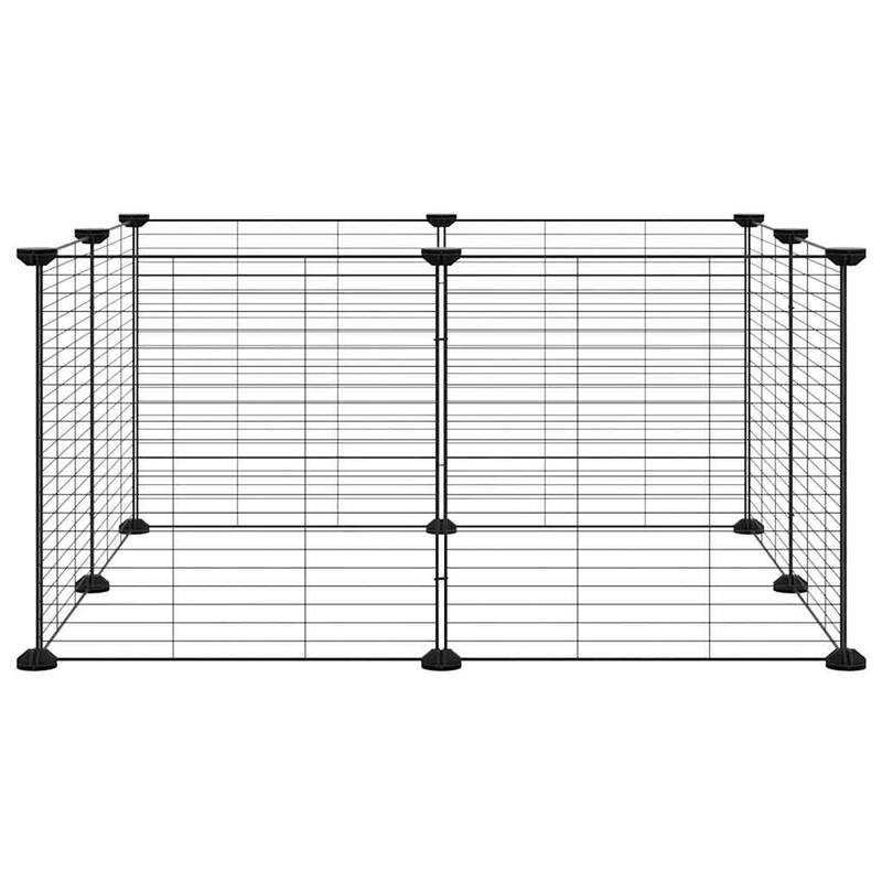vidaXL Pet Cage Black Powder-coated steel Small Collapsible Pet Cage - 13.8 x 13.8 x 27.6 in