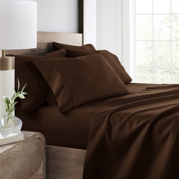 Becky Cameron Double Brushed Deep Pocket 6 Piece Sheet Set - King - Chocolate
