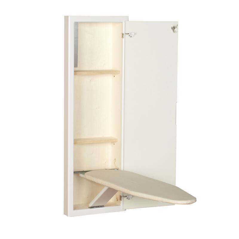 Household Essentials In Wall Recessed Ironing Board Cabinet with Storage Shelves - 7.8"L x 15.8"W x 47.8"H - White