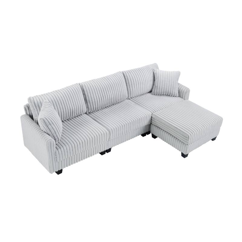 GDFStudio - 100" Corduroy Modular L-Shaped Sofa with USB