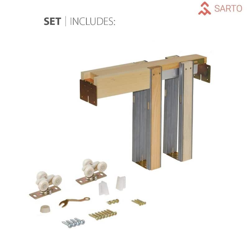 French Pocket Door 28x80 with Planum 0016 Grey Matte with Kit Trims Rail