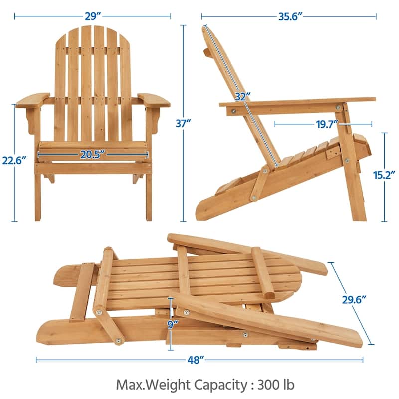 Yaheetech 2-piece Folding Adirondack Chair Solid Wood Garden Chair Weather Resistant