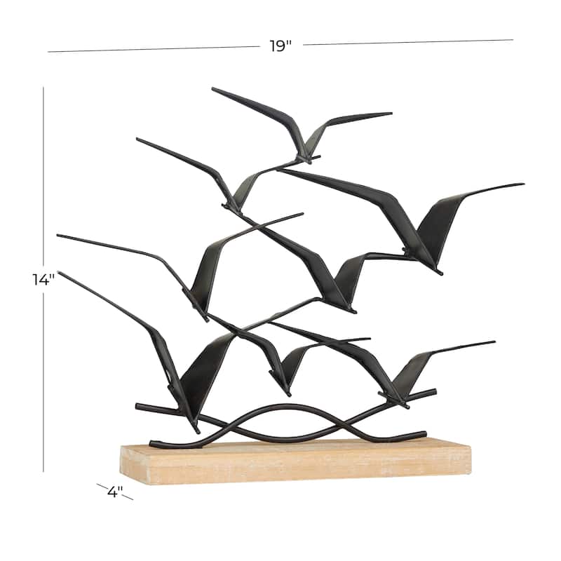 Metal Bird Sculpture - Black - Roche River Decor - 4"W x 19"L x 14"H