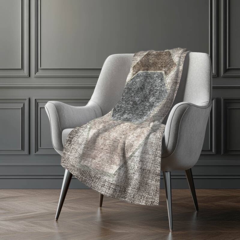 Premium Machine Washable Modern Geo Sherpa Throw Blanket