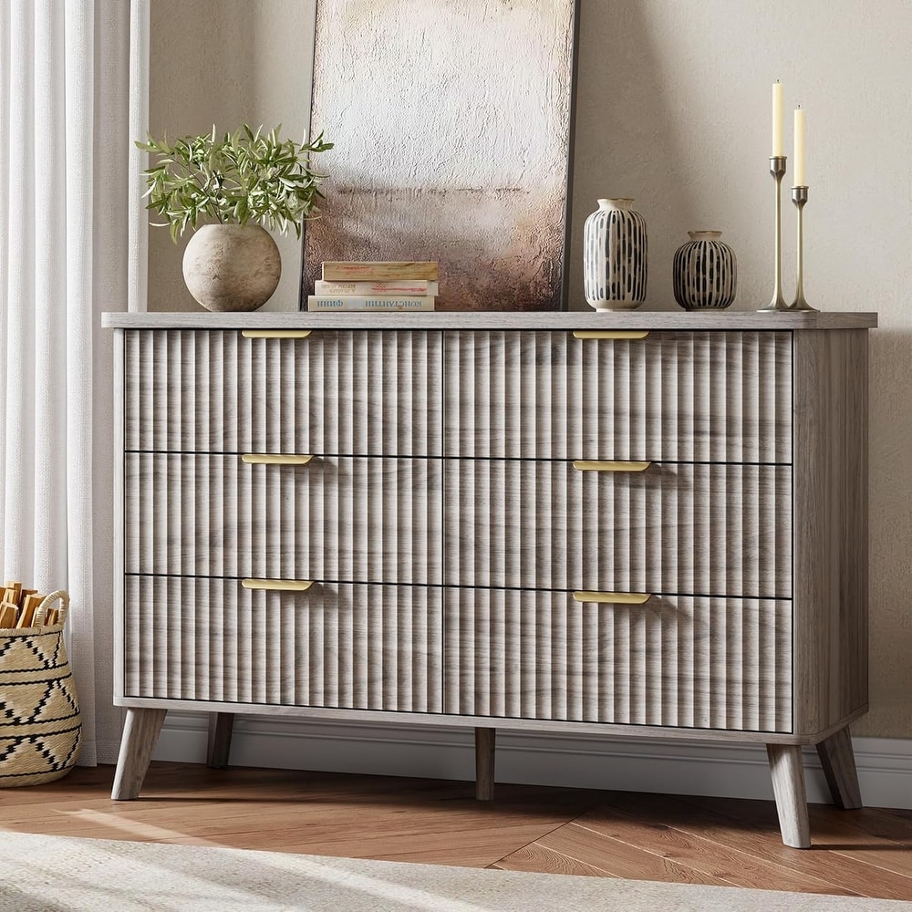 grey glam dresser Castle Place Glam 4 Drawers Wooden Dresser, Light Grey