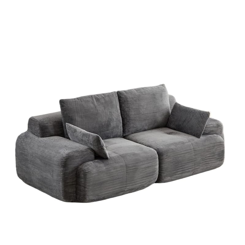 Oversize Memory Foam Compressed Deep Seat Couch Loveseat Sofa Pet-Friendly Corduroy 2 Seater Modular Sectional Sofa, No Assembly