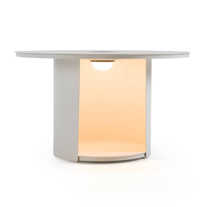 Renava Onza Outdoor White Medium End Table w/ Solar Light
