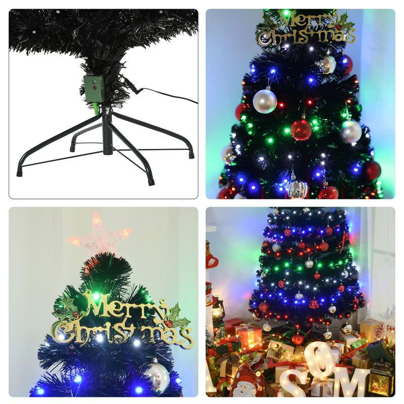 HOMCOM 6 ft. Prelit Artificial Christmas Tree with Stand, Colored Christmas Tree