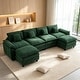 preview thumbnail 88 of 109, Modular Cloud Chenille Sectional Sofa with Ottomans, Deep Seat Convertible L-Shaped or U-Shaped Couch Olive/4 Seats with 2 Ottomans - Symmetrical