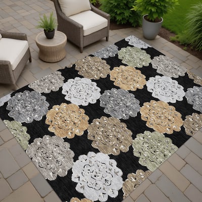 Machine Washable Indoor/ Outdoor Global Motif Chantille Rug