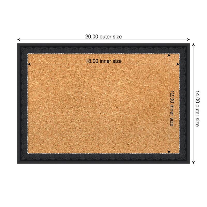 Bethany Black Wood Framed Cork Board - Bulletin Board, Organization Board, Pin Board - Natural - 20 x 14 in