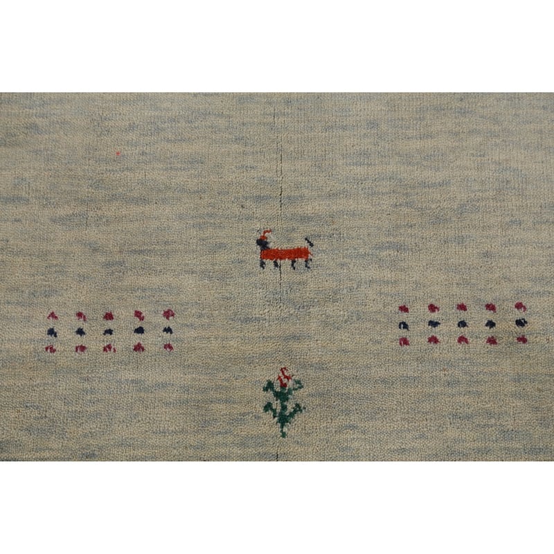 Hand Knotted Oriental 100% Wool Carpet Tribal Animal Pictorial Green Gabbeh Area Rug - 5' 0'' X 3' 0''