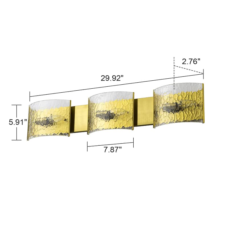 3-Light Wall Sconce with Glass Shades Modern Bathroom Vanity Light - 30" W x 2.8" D x 6" H
