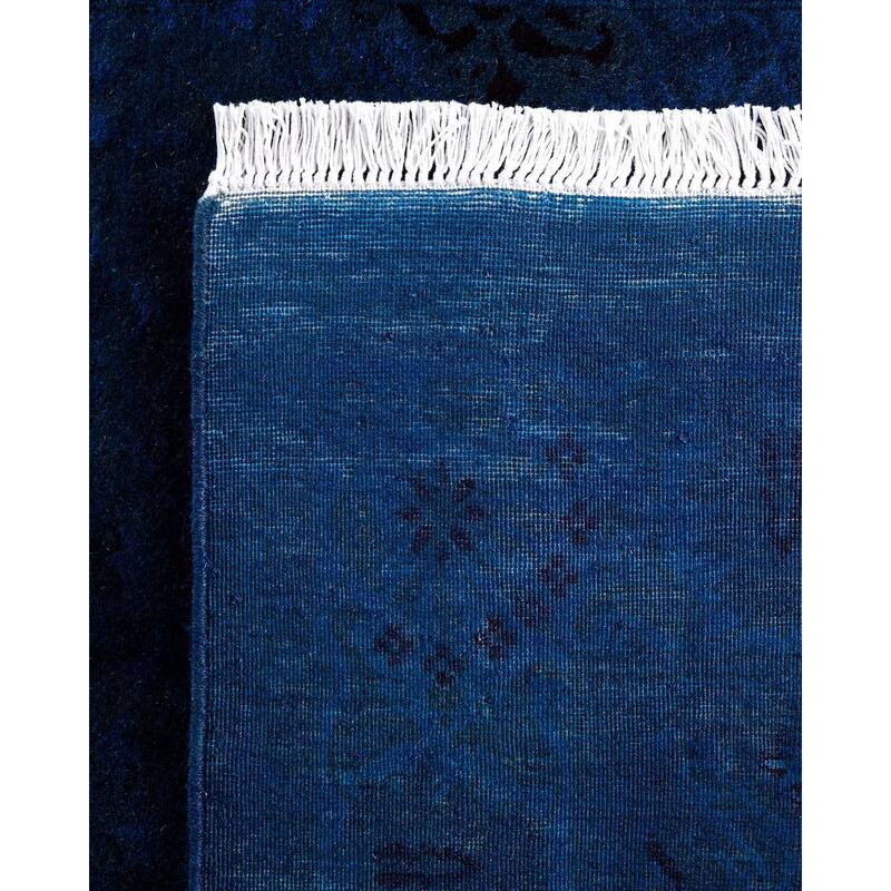 Fine Vibrance One-of-a-Kind Hand-Knotted Runner Rug - Navy, 3' 1" x 15' 1" - 3' 1" x 15' 1"