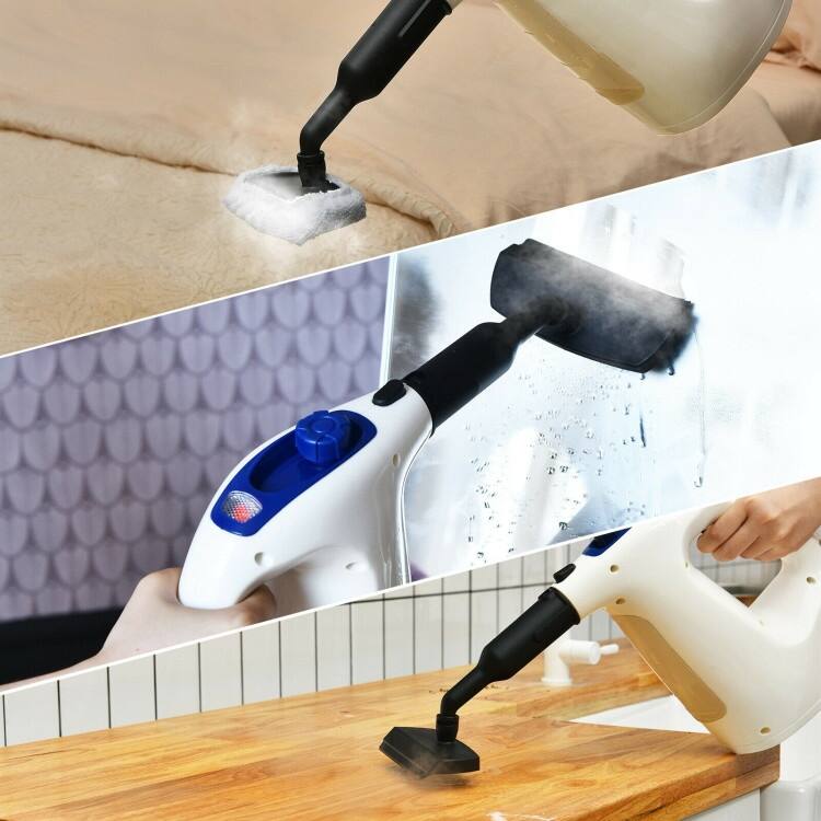 Powerful 1400W Handheld Steam Cleaner with 17 Accessories for Versatile Household Cleaning - 13" x 5" x 9.5" (L x W x H)