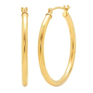 10k Gold Earrings Online At Our Best Deals Amanda Rose 10k Yellow Gold 1 Inch Hoop Earrings