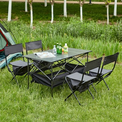 Set of 5, Folding Outdoor Table and Chair Set