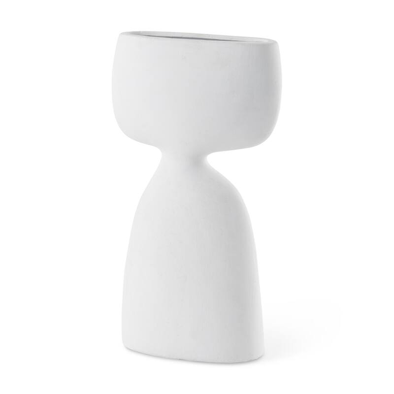12" White Ceramic Sculptural Table Vase - 5.91