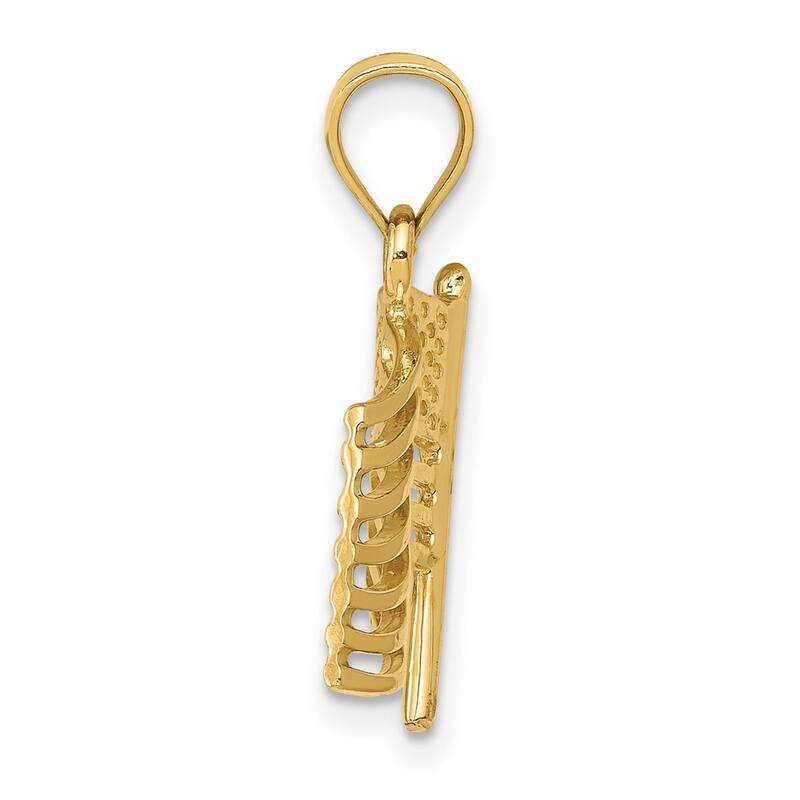 Curata 14k Yellow Gold 18" 23x15mm Cut-out Polished American Flag Pendant Necklace