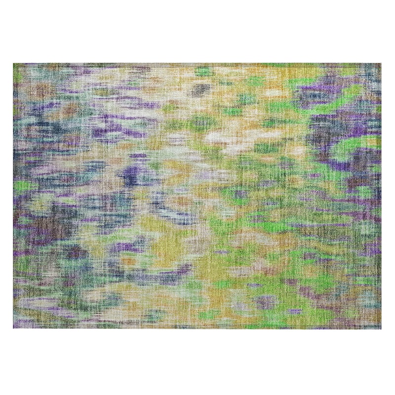 Machine Washable Indoor/Outdoor Modern Watercolor Chantille Rug