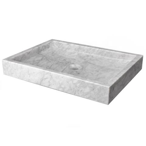Eden Bath Rectangular Vessel Sink - White Carrara Marble