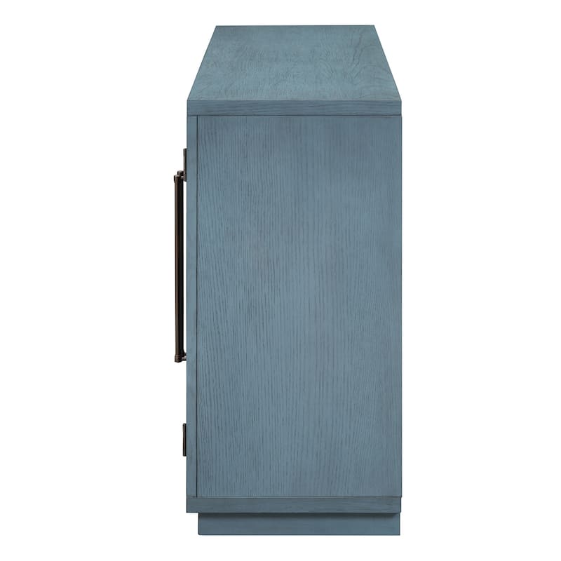60” Farmhouse 4-Door Large Storage Vintage Sideboard with Metal Handles and Adjustable Shelves