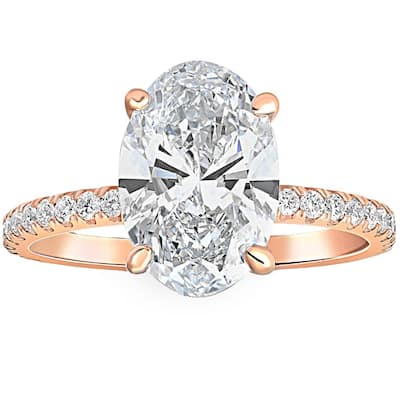 2 1/2Ct Oval Diamond Engagement Ring Rose Gold Lab Grown