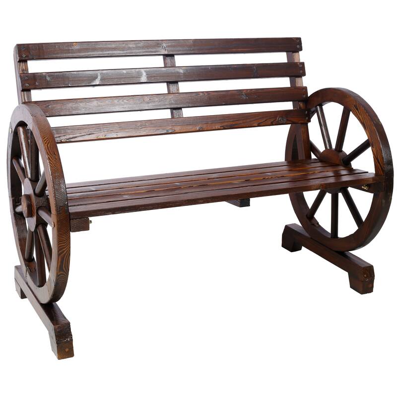 Patio Garden Bench -  Weatherproof Outdoor Seating | Carved Detailing|Brown