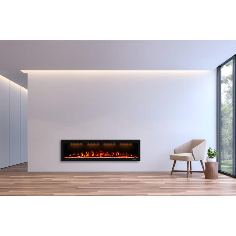 Clihome 66" LED Wall-Mount Electric Fireplace