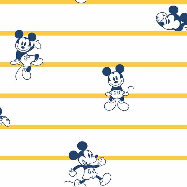 slide 2 of 6, Disney Mickey Mouse Stripe Yellow Wallpaper