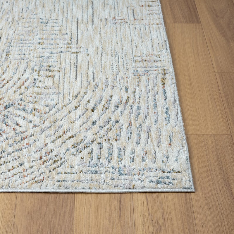 Reeves Modern Abstract Beige Performance Indoor Area Rug by Sevita