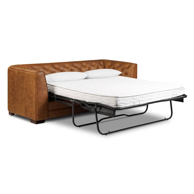 Poly & Bark Essex 86" Genuine Leather Pull-Out Convertible Sleeper Sofa