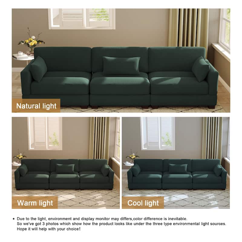 Modern 3-Piece Corduroy Sectional Sofa 3 Seater Sofa For Living Room