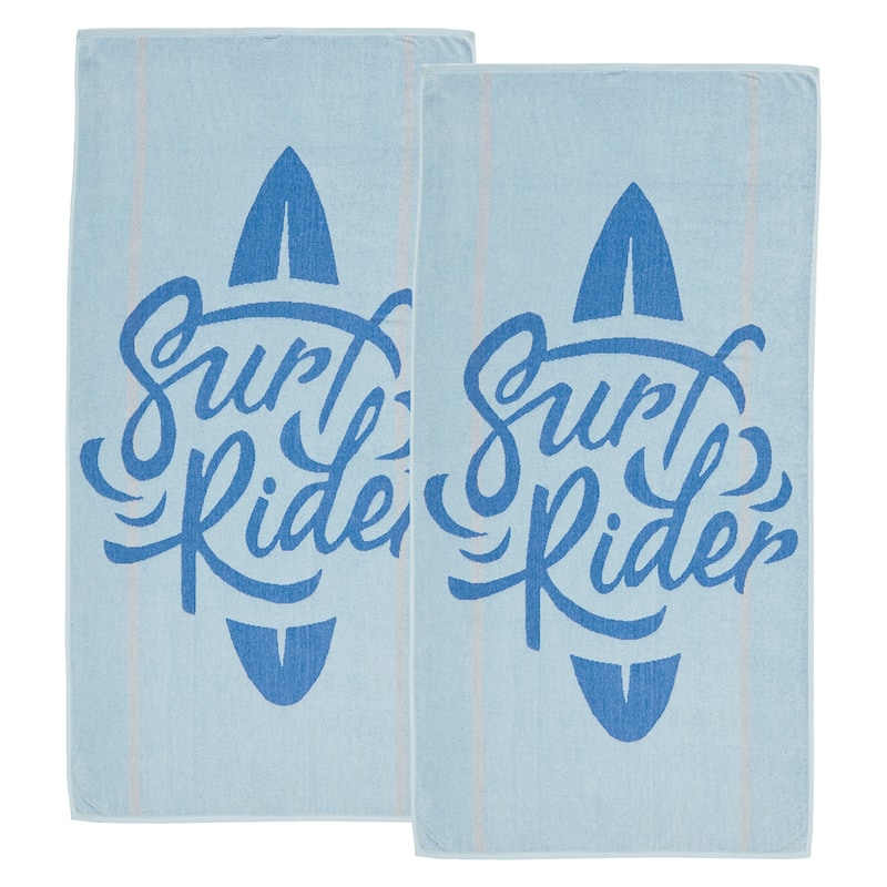Linery & Co. 100% Cotton Jacquard 2 Pack Summer Beach Towels - 2 Pack- 30" x 60" - Surf