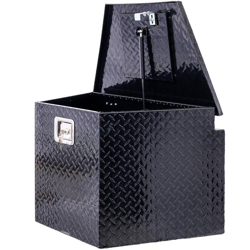 29 Inch Aluminum Trailer Tongue Box, Heavy-Duty Truck Bed Tool Box, RV Storage Organizer W/ Lock Keys, Trailer Chest Box
