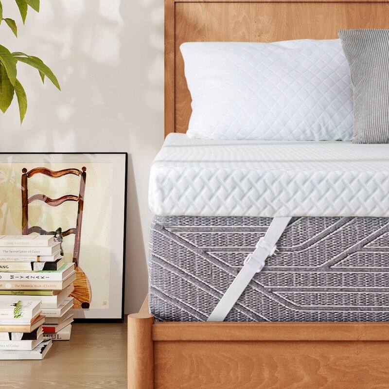 EGOHOME 3-inch Memory Foam Mattress Topper with Adjustable Straps