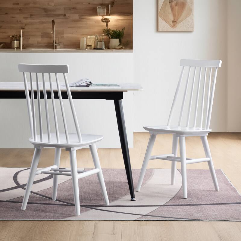 Windsor 17"Wide Spindle Dining Chairs - Set of 2 - White