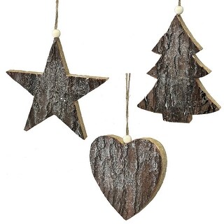 Set Of 3 Assorted Hanging Natural Bark Look Ornaments - Bed Bath 